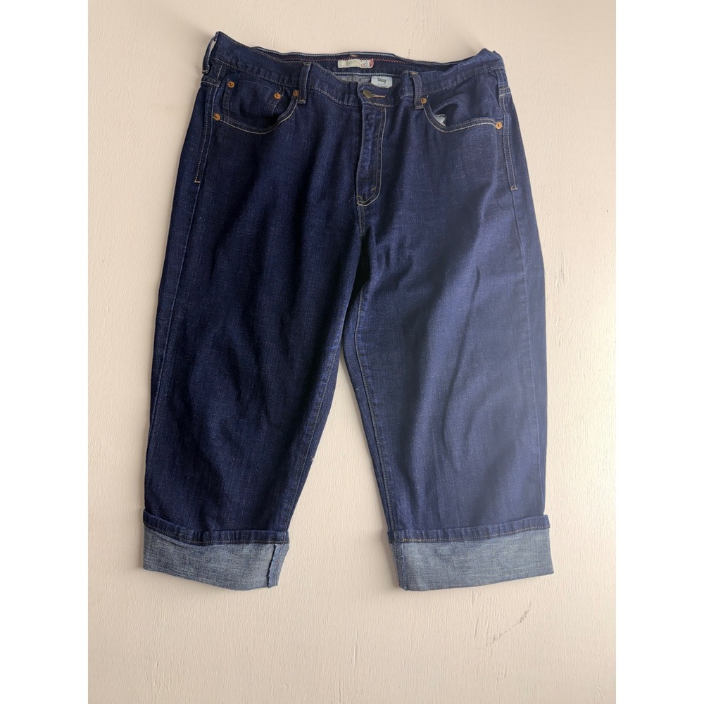 Levis 515 Capri Jeans Womens 16 Dark Wash Denim Cuffed Stretch Mid Rise Crop
